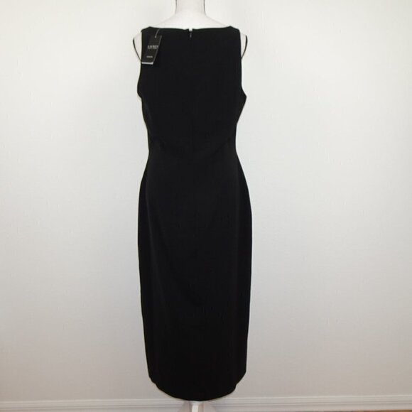 Ralph Lauren Scoop Neck Dress Women's Size 12 Black Sleeveless Lined Sheath - Picture 6 of 12